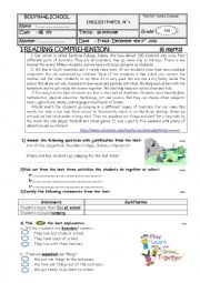 English Worksheet: end of term test 1 8th grade tunisia