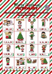 English Worksheet: CHRISTMAS PICTIONARY