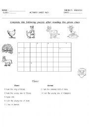 English Worksheet: ANIMAL PUZZLE