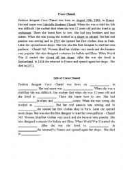 English Worksheet: Biography of Coco Chanel