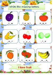 English Worksheet: Fruit