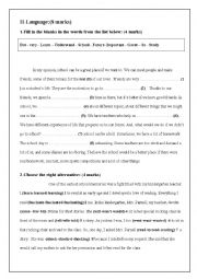 English Worksheet: Language part 9th form first term