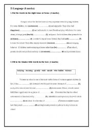 English Worksheet: Language part 9th form first term