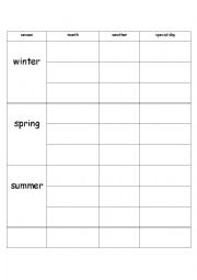 English Worksheet: seasons, weather and months