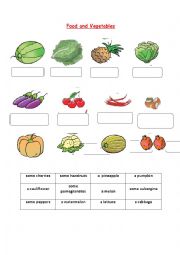 English Worksheet: fruits and vegetables