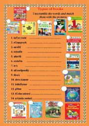 English Worksheet: Types of books