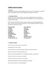 English Worksheet: Hobbies and Recreation