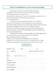 English Worksheet: written comprehension