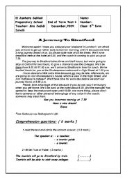 English Worksheet: end of term test n:1 ( 8th forms )