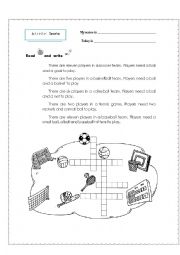 English Worksheet: sports
