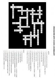 School Vocabulary Crossword