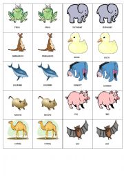 English Worksheet: Animal Memory game 2