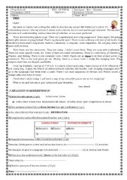 English Worksheet: end of term test 1 for the 8th form