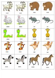 English Worksheet: Animal Memory game 3