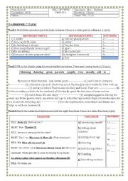 English Worksheet: end  of term test 1 for the 7th form