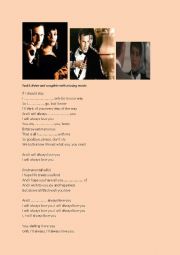 English Worksheet: I will always love you song 