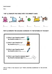 English Worksheet: English toys,favourites vocabulary