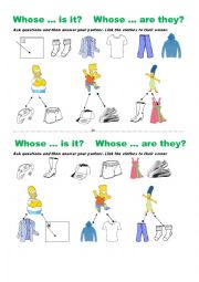 English Worksheet: Whose clothes?
