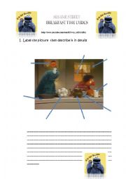 English Worksheet: breakfast time with cookie monster