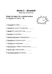 English Worksheet: Personal Pronouns