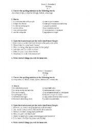 English Worksheet: writing test for the 5th formers (4th year of studying English)