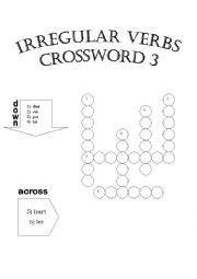 English Worksheet: Irregular Verbs Crossword 3