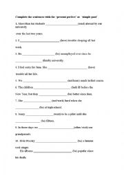 English Worksheet: present perfect-past simple