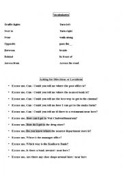 English Worksheet: asking Direction