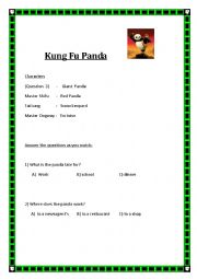 English Worksheet: Kung Fu Panda Film worksheet
