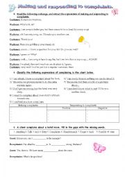 English Worksheet: making and responding to complaints