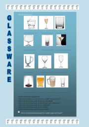 English Worksheet: glassware