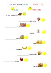 English Worksheet: food- likes and dislikes