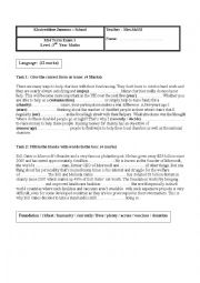 English Worksheet: 3rd year test term 1