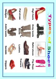 English Worksheet: Types of shoes