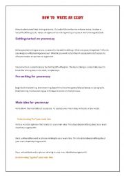 English Worksheet: How to write an essay