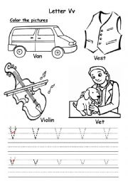 English Worksheet: Letter Vv