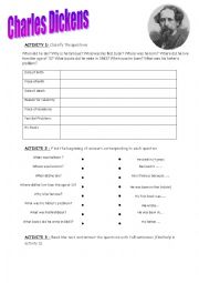 English Worksheet: Charles Dickens Biography