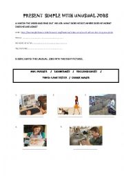 English Worksheet: PRESENT SIMPLE WITH UNUSUAL JOBS