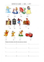 English Worksheet: Subject Pronouns : He she it