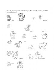 English Worksheet: Big/ Small farm animals 