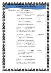 English Worksheet: SONG  by Alanis Morissette GUADRIAN