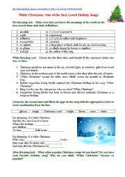 English Worksheet: White Christmas: One of the Best Loved Holiday Songs 