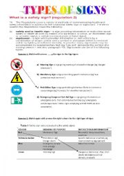 English Worksheet: Types of Signs (Part 1) 