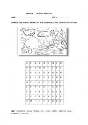 English Worksheet: sea animals