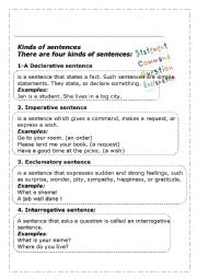 English Worksheet: KIND OF SENTENCES