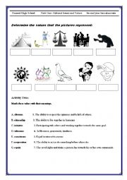 English Worksheet: cultural values