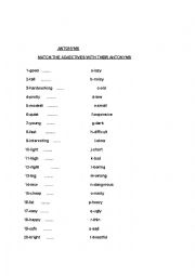 English Worksheet: antonyms