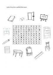 English Worksheet: Classroom Objects