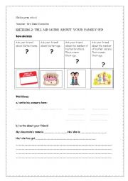 English Worksheet: tell me about your family