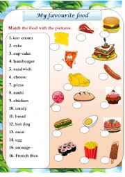 English Worksheet: Food